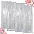 ShinyBeauty Sequin Curtains 4 Panels Silver Sequin Backdrop Photograph Backdrops Shimmer Background for Birthday Party New Year Decor Sparkle Fabric Gray Curtain (2FTx8FT)