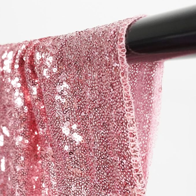 Poise3EHome 10FT x 10FT Sequin Photography Backdrop Curtain for Party Decoration, Fuchsia Pink