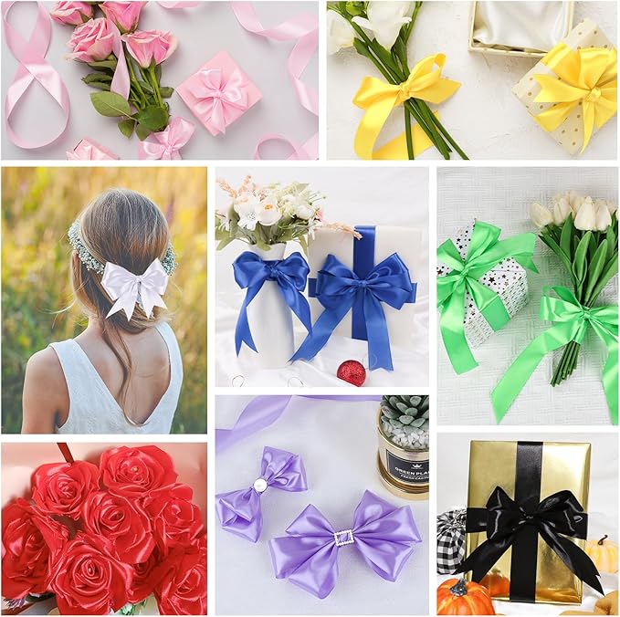 NESCCI 16 Colors 400 Yards Ribbon,1-1/2 Inch Satin Ribbon,Single Face Satin Ribbons, Perfect for Gift Wrapping, Wedding Decoration,Handmade Bows,Wrapping Bouquet, Halloween, Christmas