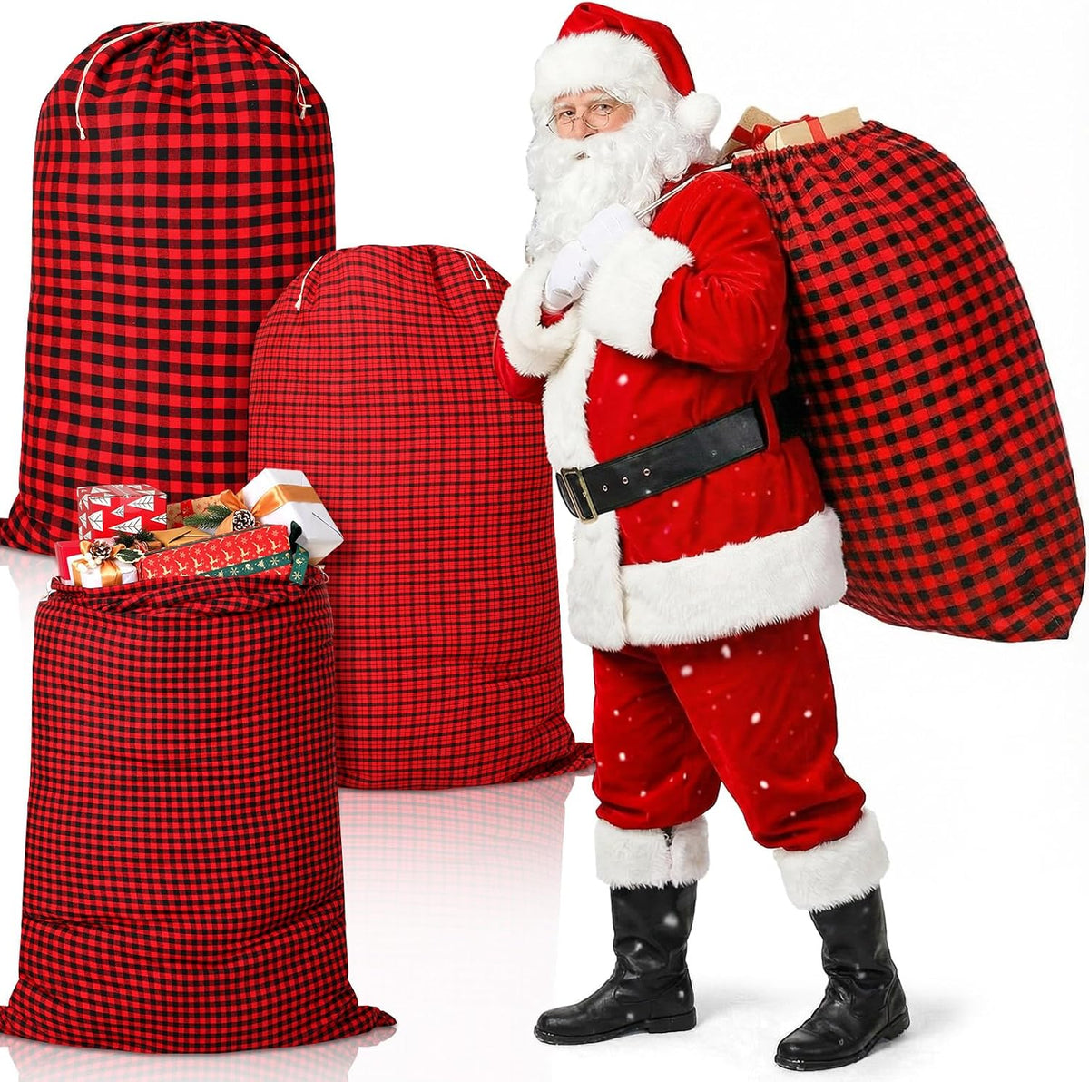 sweetude 3 pcs extra large christmas drawstring gift, main product view