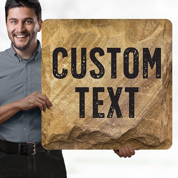 Custom Sign, Custom Street Sign, 11 Font Colors, 13 Font Styles, 4 Hole Options, 22 Sizes, 24x24 Inches, Rust Free DiBound, Fade Resistant, Made in USA by My Sign Center (Stone)