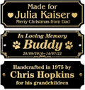 Caramel Sweet Life Personalized Name Plates, Black Engraved Plaque with Gold Text, Trophy Plates Engraved, Custom Name Plate with Adhesive Backing or Screws, 3" W x 1" H
