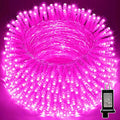 LAMPHOME 66ft Christmas Decorative Mini Lights,200 LED Transparent Wire Fairy Starry String Lights Plug in, 11 Lighting Modes, for Indoor Outdoor Xmas Tree Wedding Party Decoration (Pink)