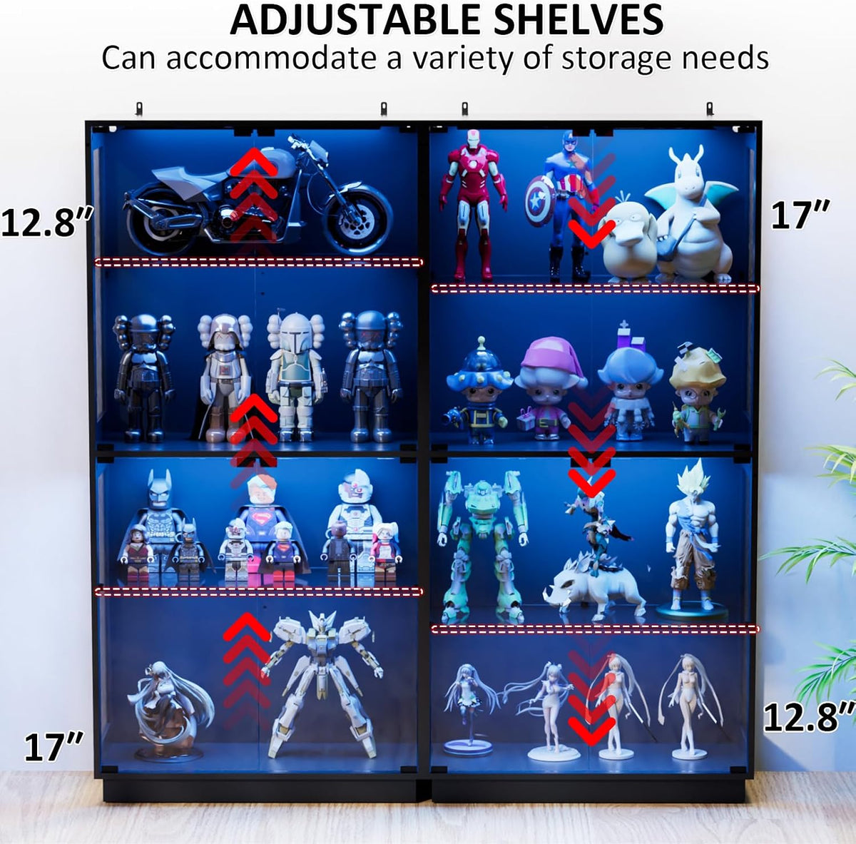 display cabinet with glass doors 4 tier glass, package contents