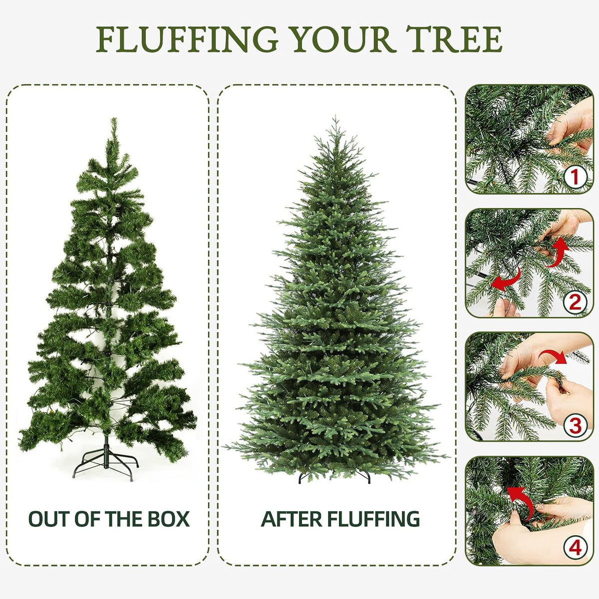 9ft prelit premium christmas tree, 5179 realistic pe&pvc on a desk or shelf