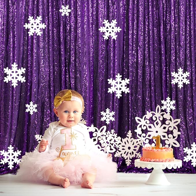 ShinyBeauty Purple Sequin Backdrop 20X10FT Glitter Fabric Drapery Photo Backdrops Sequins Backdrop Curtain Shimmer Wall Background for Party,Studio,Wedding Dedor