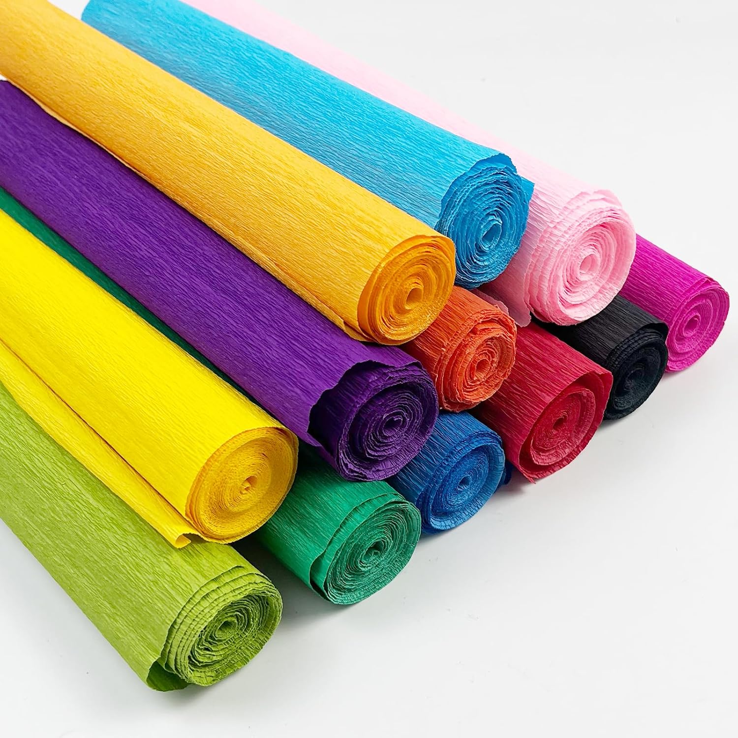 Cieovo Crepe Paper Flower DIY Kits, 12 Rolls Bright Colors Crepe Paper Rolls Floral Tape and 50 Green Floral Iron Wire for Wedding Festival Party Wreath Making Supplies DIY Flower Crafts