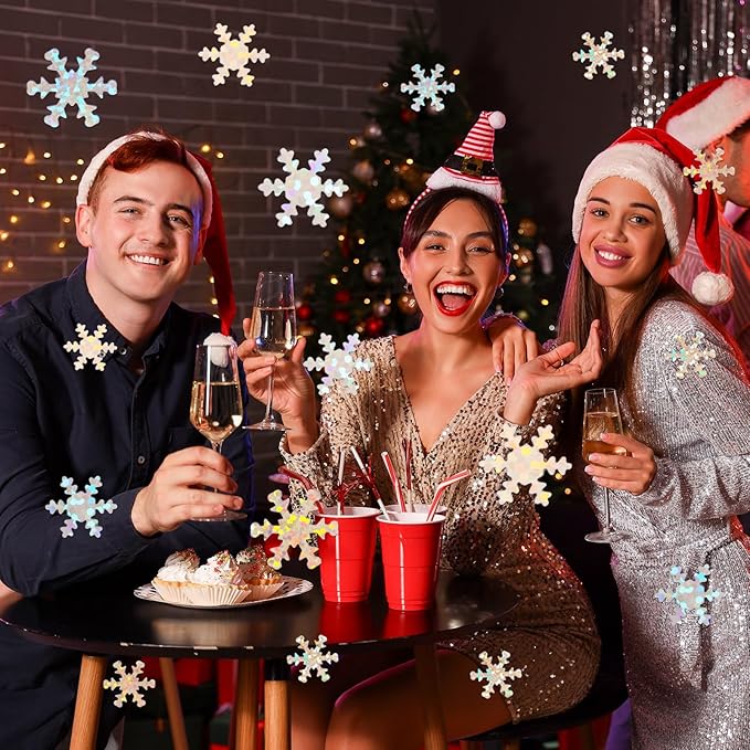 MARFOREVER Christmas Snowflakes Confetti, Winter Glitter Sprinkles Laser Snowflake Frozen Table Confetti Sequins for Winter Wonderland Xmas Holiday Wedding Birthday Party Decorations Supplies