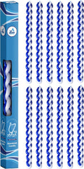 Ner Mitzvah 12-Pack Braided Havdalah Candle - Round Blue and White Paraffin Wax - Handcrafted Havdallah Candle - Shabbat Judaica Gift