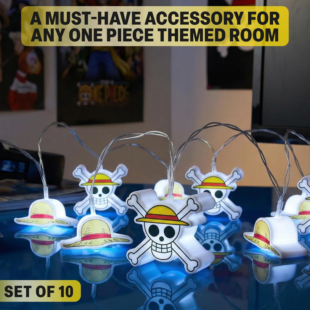 Get Trend One Piece 3D LED String Lights, 5.4 ft, 10 Pcs White Fairy Lights Battery Operated, 2 Lighting Modes, Straw Hat Indoor, Home, Room Decor for Kids, Teens, Adults, Manga, Anime Gifts