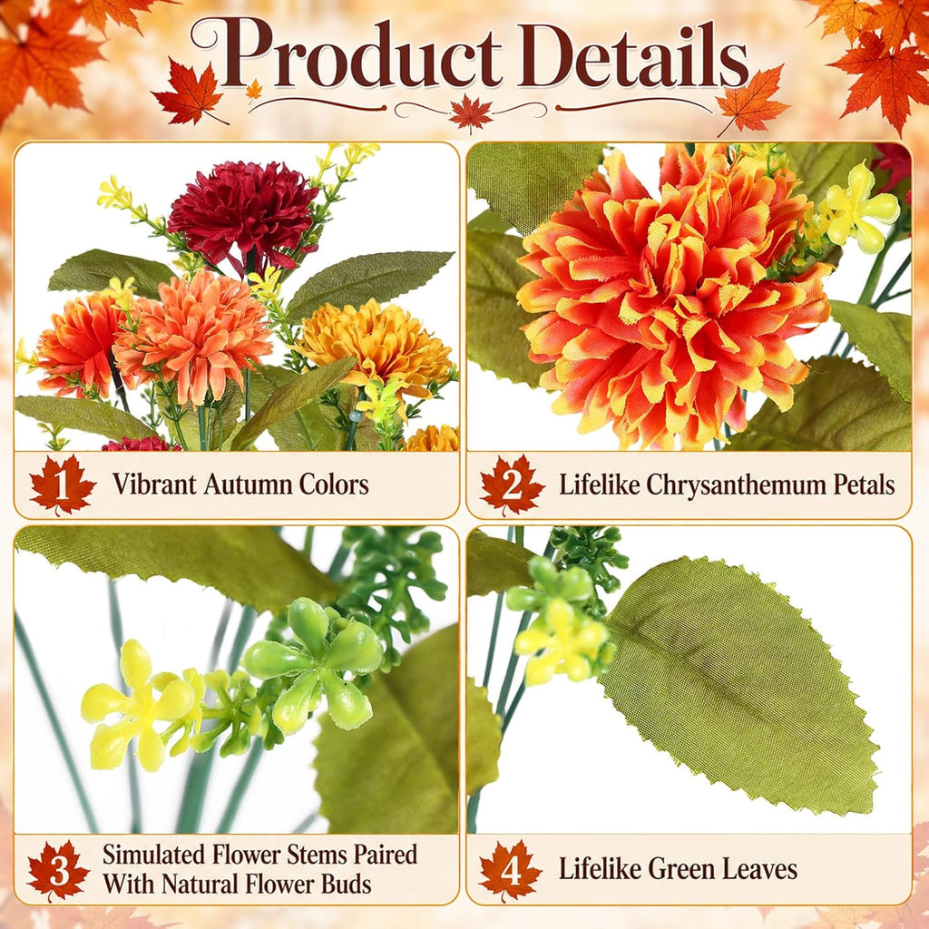 homshiam 8 bunches artificial fall flowers, 64 heads, close-up detail