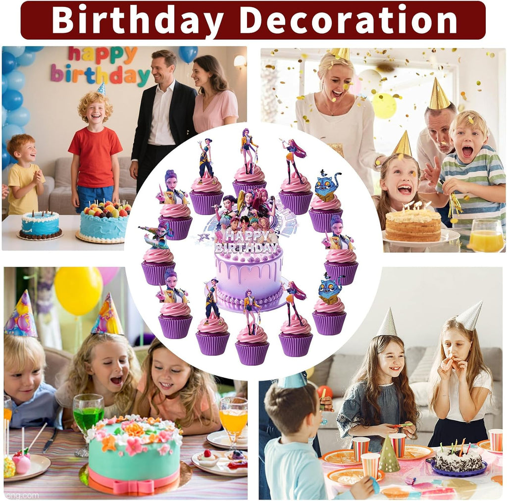 25 Pcs Cartoon Cake Decorations, Cute Happy Birthday Cake Toppers, Perfect for Theme Parties, Birthday Celebrations, and Holiday Festivities