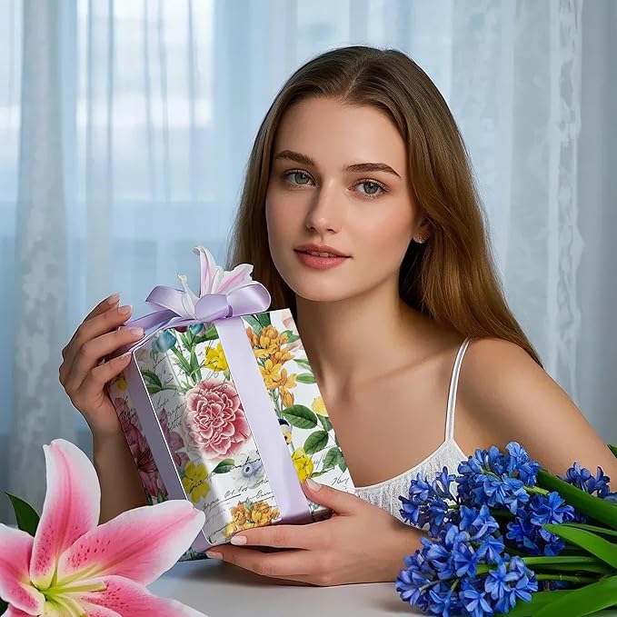 WRAPAHOLIC Floral Wrapping Paper Roll - Mini Roll - 17 Inch x 9.8 Feet - Garden Flower Wrapping Paper, Perfect for Girls Women Birthday, Wedding, Bridal Shower