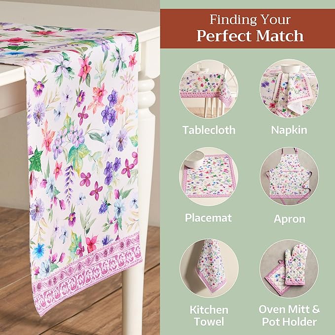 Maison d' Hermine Table Runner 100% Cotton Single Layer Table Runners 72 inches Long Decorative for Home Kitchen Dining Party Baby Shower Wedding Bridal Shower Spring Summer (Chardon, 14.50" x 72")