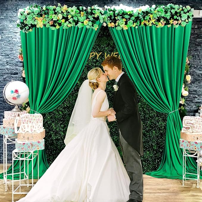 10 x 7 Feet Hunter Green Backdrop Curtain for Partie, Background Curtains for Photoshoot, Birthday, Wedding, Halloween, Thanksgiving, Christmas, New Year Party Decorations 5Ft x 7Ft, 2 Panels