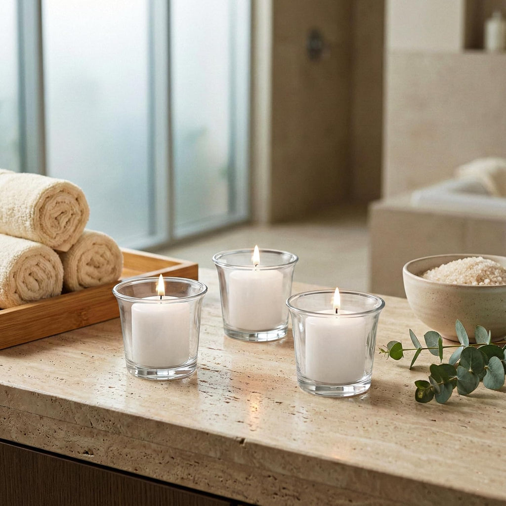Royal Imports White Votive Candles Unscented Candles for Wedding Centerpieces Pack of 72 Dripless Wax for Parties, Aromatherapy, Devotional, Home Décor, Spas & Holiday Gifts