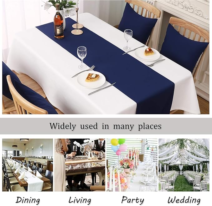 DUALIFE Navy Table Runner 72 Inch Soft Color Thick Polyester Decorative Cloth Handcrafted for Indoor/Outdoor Wedding Party Birthday Graduations Hotel Restaurant Banquet Catering Services Event 1 Panel