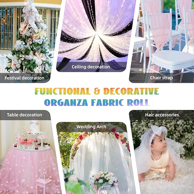 Crystal Organza Fabric Tulle 11 Inch by 50 Yards Sheer Tulle Rolls for DIY Craft Wedding Party Baby Shower Decor Gift Wrapping Party Supplies (Wine)