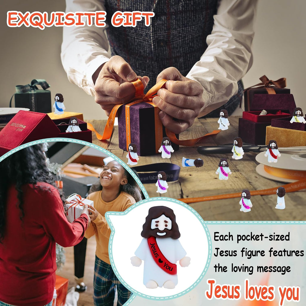 50 Pcs Little Jesus Figures– Rubber Mini Jesus Figurines in Bulk Christian Doll Tiny Baby Jesus Loves You Figures for Hide and Seek Easter Egg Fillers Egg Hunt Religious Party Favors(Mix Color 6)