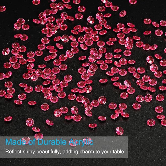 PATIKIL 4000 Pcs Wedding Table Scatter Confetti Crystals 6mm Acrylic Diamonds Vase Fillers Gems for Table Centerpiece Decorations Party Vase Beads, Rose Red