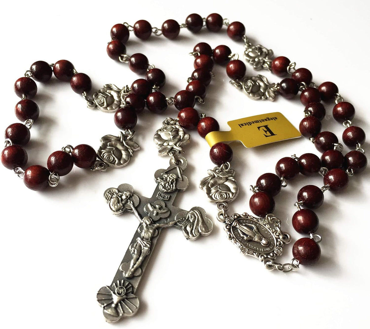 elegantmedical Handmade Rare Fragrance Red Sandalwood Beads ROSE ROSARY NECKL...