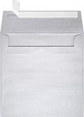 LUXPaper Square Invitation Envelopes | Peel & Press | 6" x 6" | Silver Metallic | 80lb. Text | 50 Qty