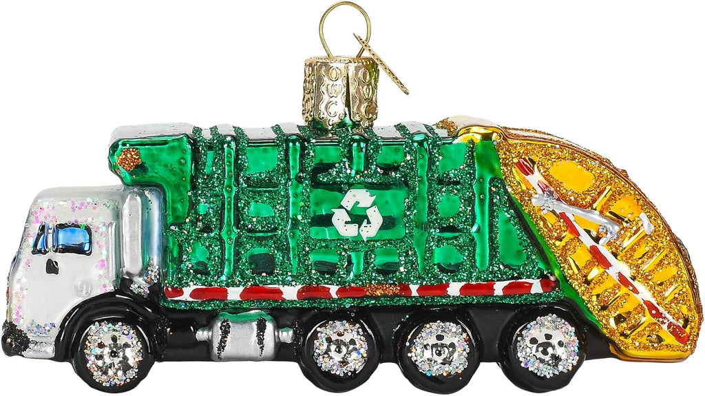 Old World Christmas Ornaments Garbage Truck Glass Blown Ornaments for Christmas Tree