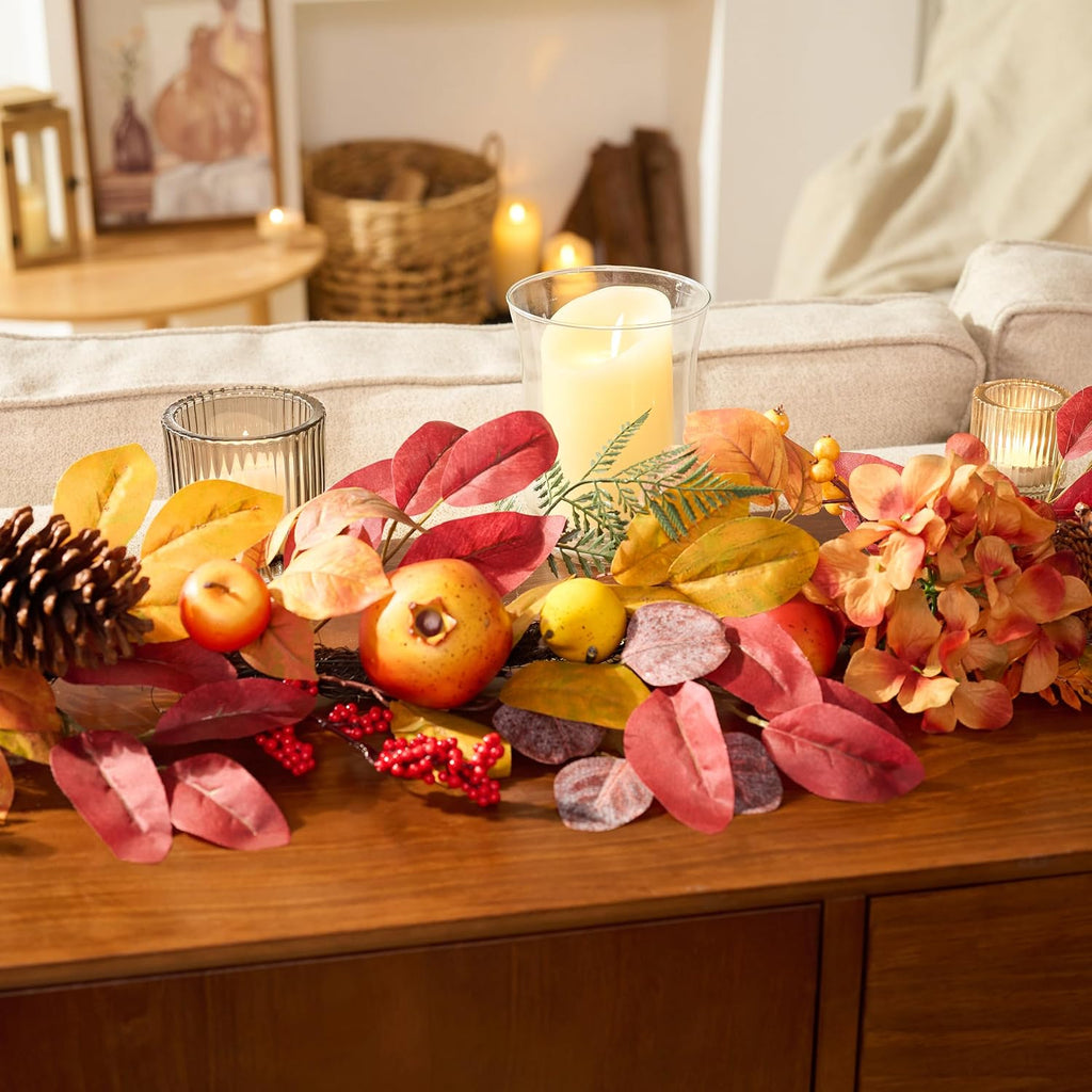 decorbyhannah 6ft fall garland for mantle with lights, package contents