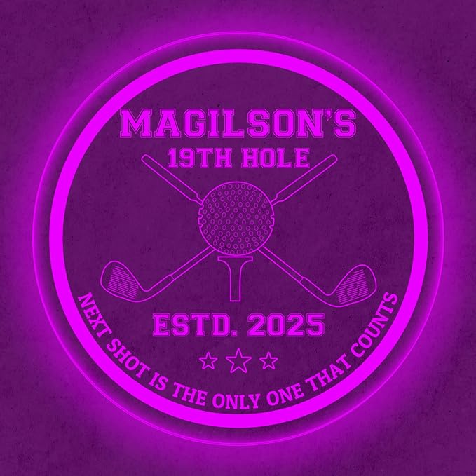 Custom Golf LED Bar Sign – Personalized Color Changing Acrylic Wall Decor for Home Bar, Man Cave, Game Room, or Patio (Golf Bar, 16 INCHES)