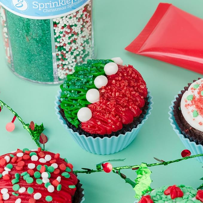 Sweets Indeed Christmas Sprinkles Mix – 6-Cell Holiday Assortment 6.45 oz | Edible Jimmies, Nonpareils & Sugar Pearls for Decorating Christmas Cookies, Cupcakes, Cakes & Holiday Desserts