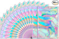 Funfery 100 Pack Smell Proof Holographic Bags Clear Resealable Bags,Mylar Foil Bag with Zipper,Sealing Pouch Packaging Bag for Food Storage,Candy,Party Favor Sample Business Supplies(4.7x7in)