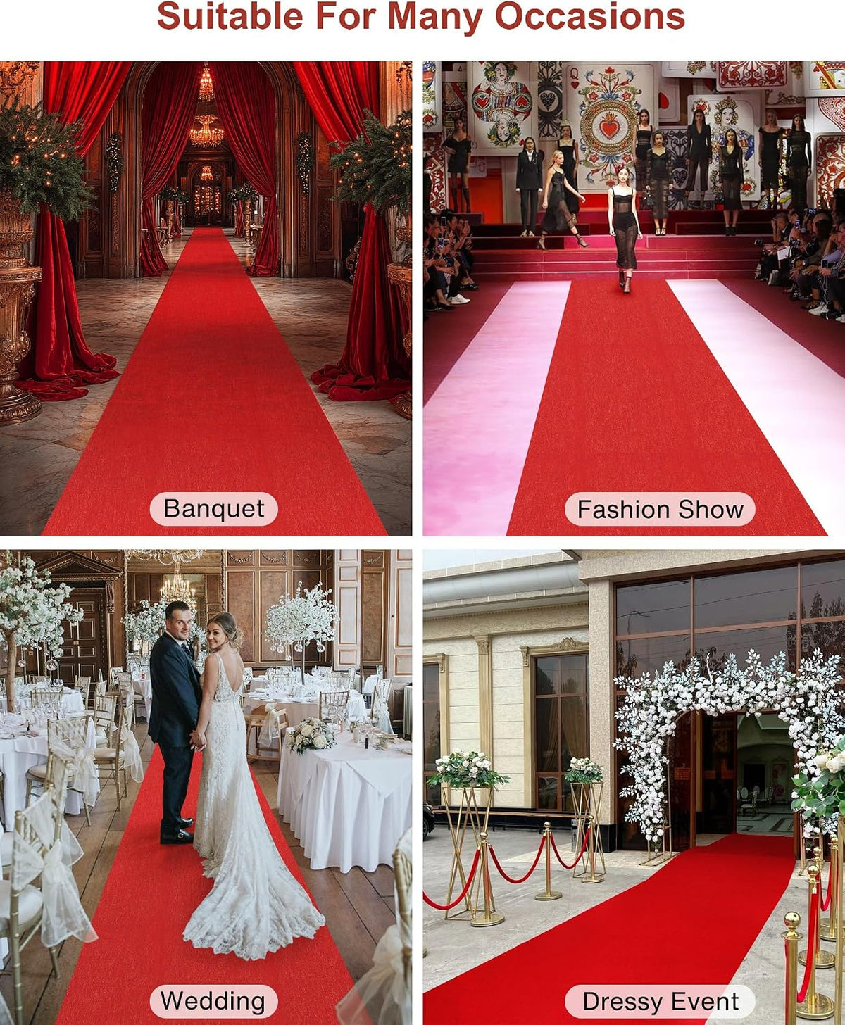 450GSM Extra Thick Red Carpet Runner for Party & Events, 4ft x 20ft