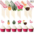 Luau Cupcake Toppers Tropical?Cake Decorations Hawaiian Toothpicks Sticks with Flamingo Pineapple Palm Leaves Shape Picks for Summer Beach Theme Party Favors Supplies, 6 Styles (144)