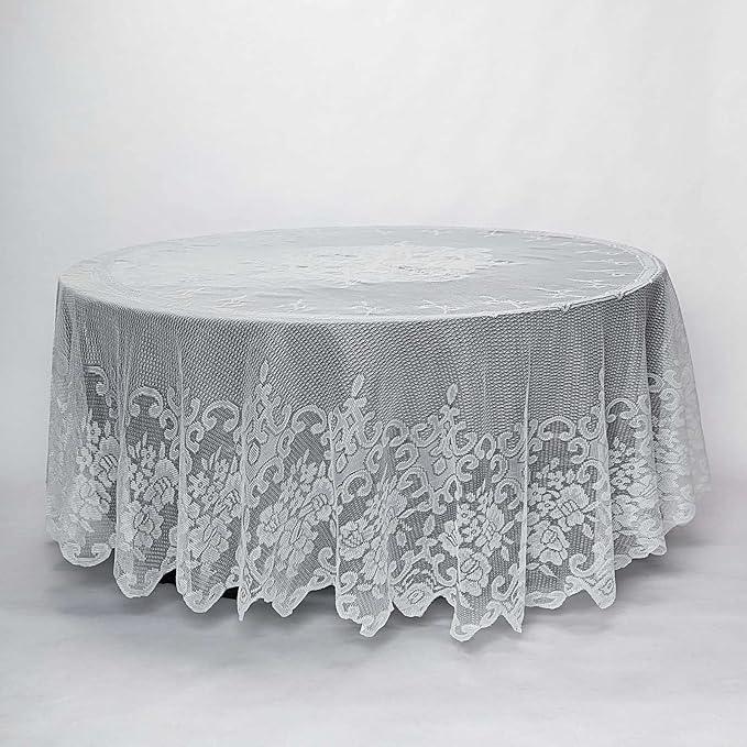 Tableclothsfactory 120" Ivory Premium Lace Round Tablecloth for Banquet Party Wedding Event Home Decor