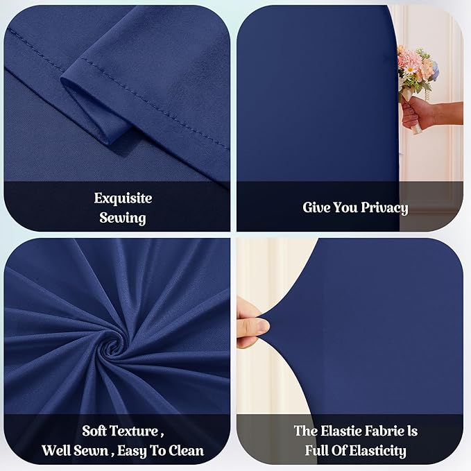 Navy Blue Arch Covers Set of 2, Navy Blue Backdrop Covers 7.2FT 6FT Stretchy Spandex Fitted Arch Stand Cover for Baby Shower, Wedding, Birthday Party Decor with Double-Sided Design