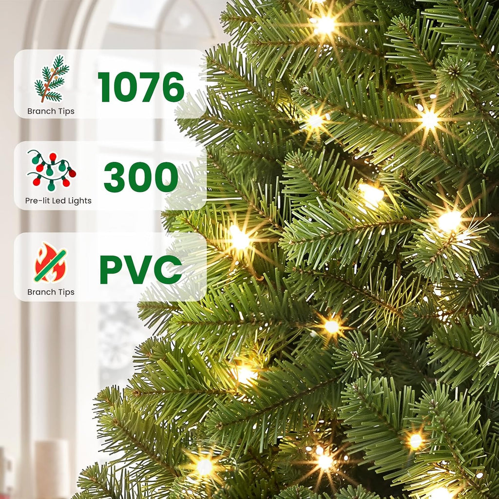 shareconn 7ft prelit artificial classic spruce christmas tree, close-up detail