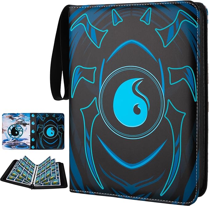 9 Pocket Card Binder for MTG/YGO/PTCG/Game Cards, Holds 900 Cards,Premium Card Collector Book for TCG Players,Toys Gifts for Kids(Blue)