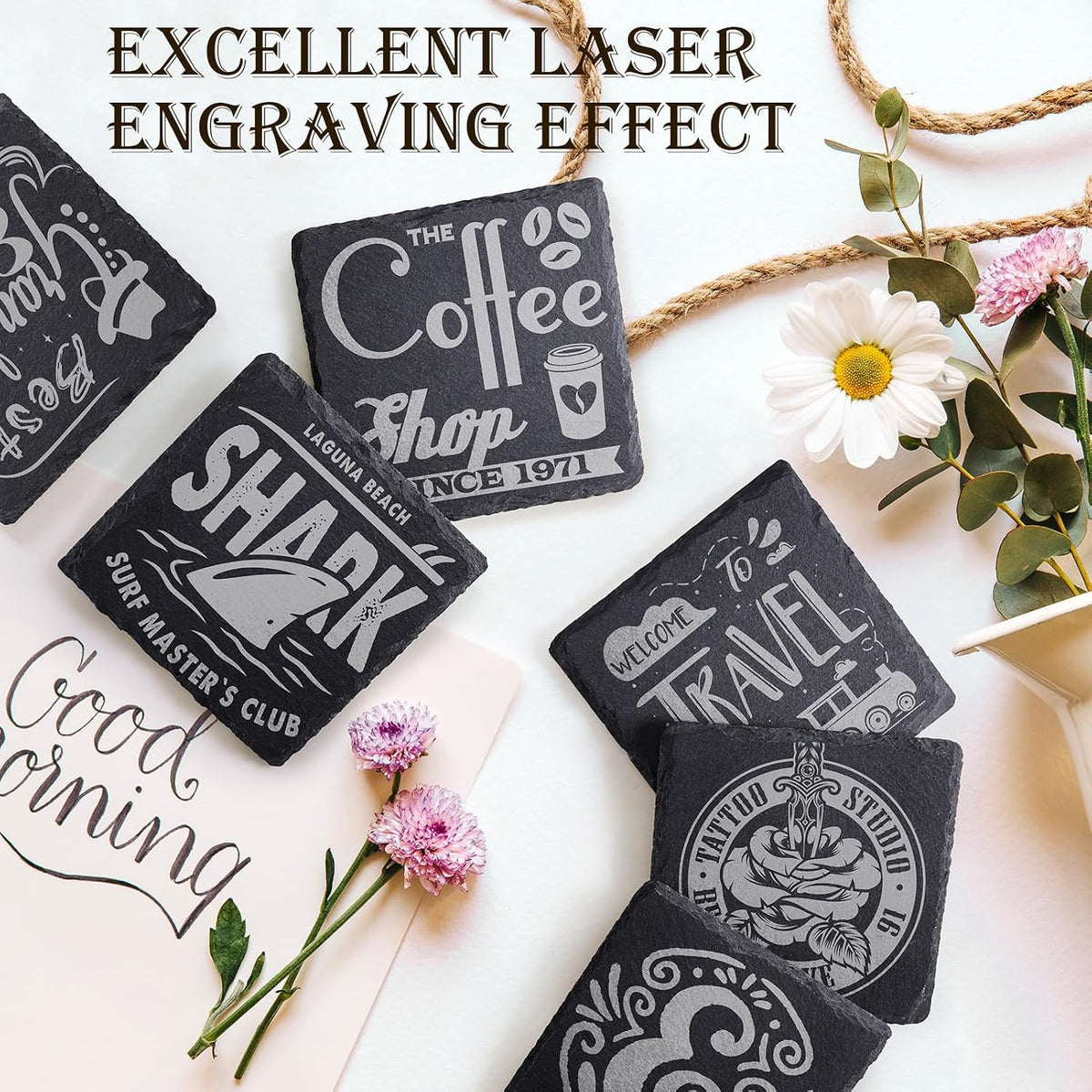 72 PCS Slate Coasters for Laser Engraving, Natural Stone Drink Coaster Bulk