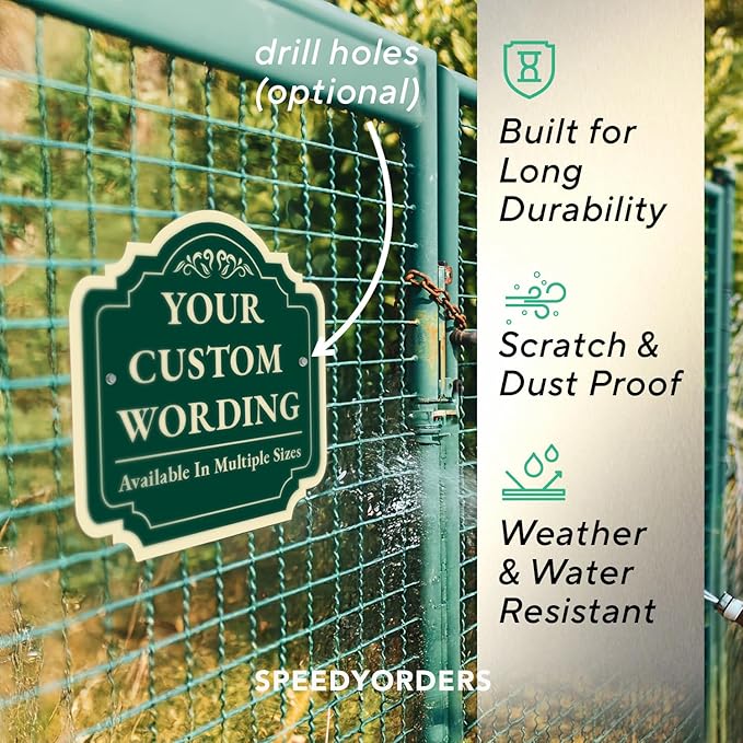 Custom Decorative Outdoor Metal Sign - Personalized Aluminum Driveway Sign, Waterproof, Made in USA - Design 2 Forest Green 24x24 In