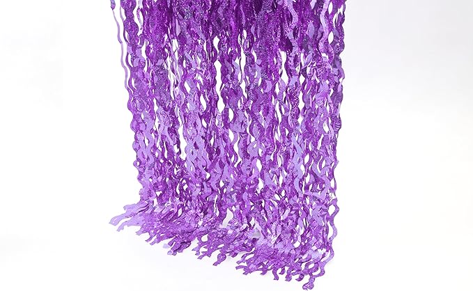 4 Pack Sparkle Wavy Purple Tinsel Curtain Party Backdrop - 3.3X6.6ft Foil Fringe Curtain Party Photo Booth Streamers for Mermaid Euphoria Themed Decorations