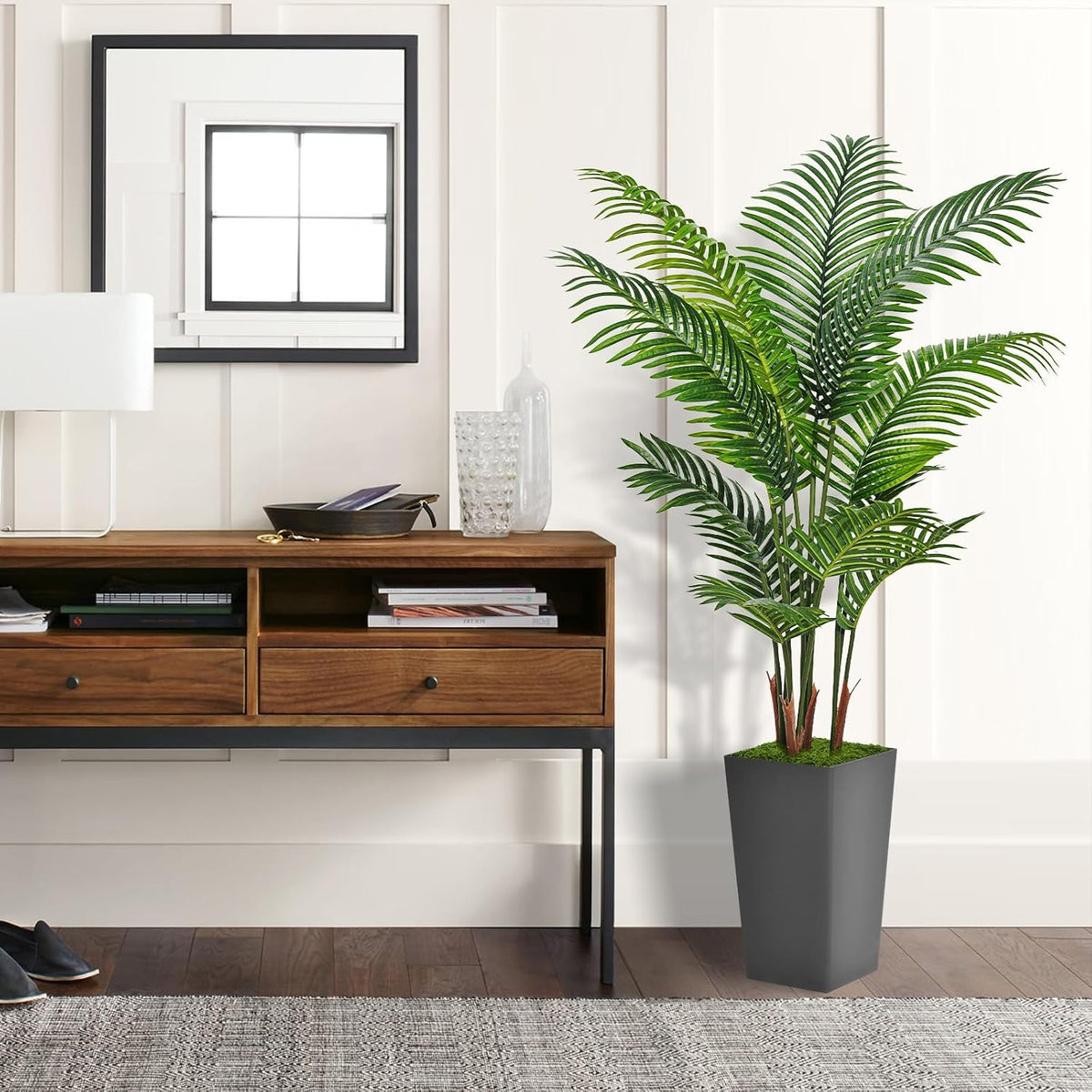 astidy artificial plant 5ft fake palm tree with shown in use