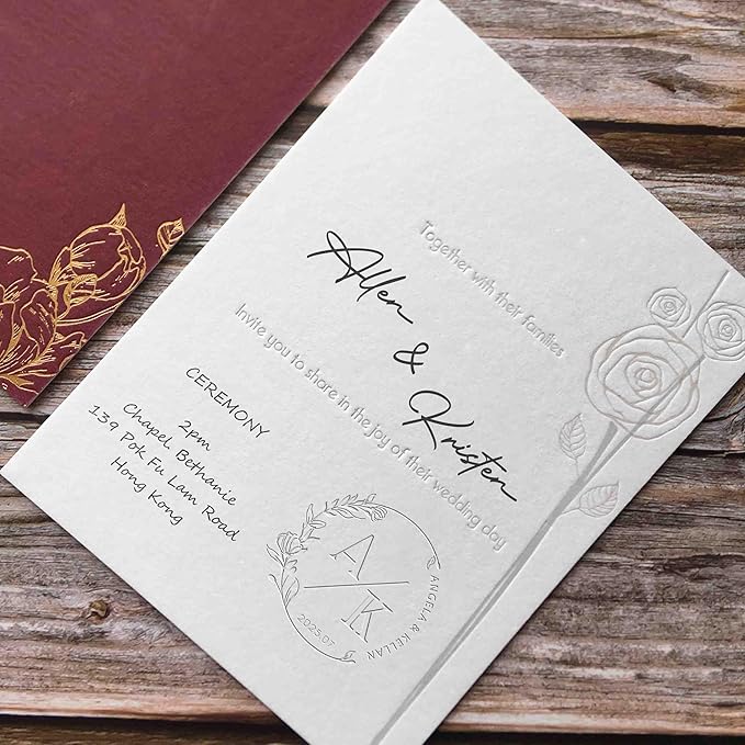 Wedding Embosser Custom - Embosser Stamp Custom for Card, Napkin, Invitation and Envelope, Personalized Wedding Stamp with Name, Initials and Logo - Wedding 04