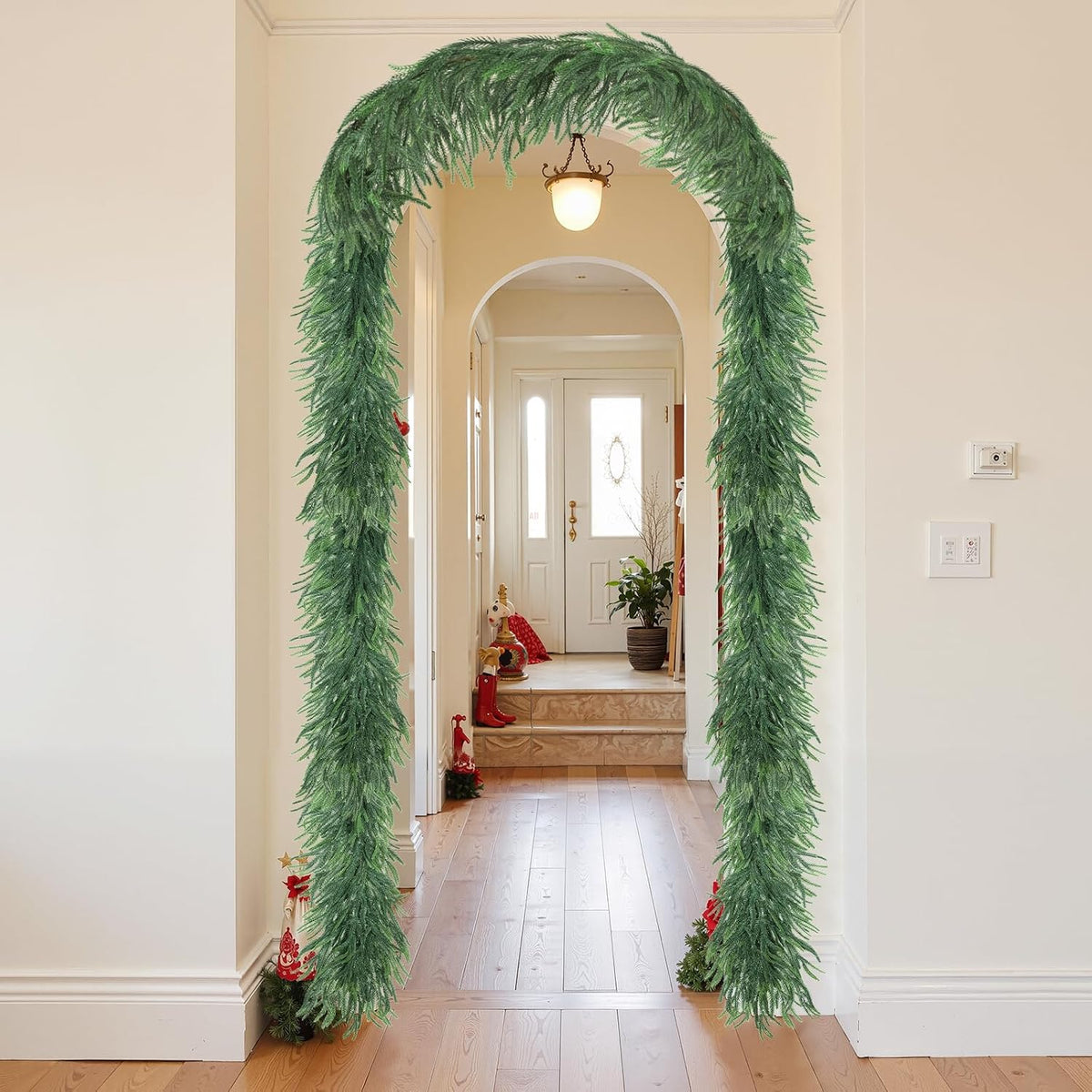 15 ft artificial christmas norfolk pine garland extra on a desk or shelf