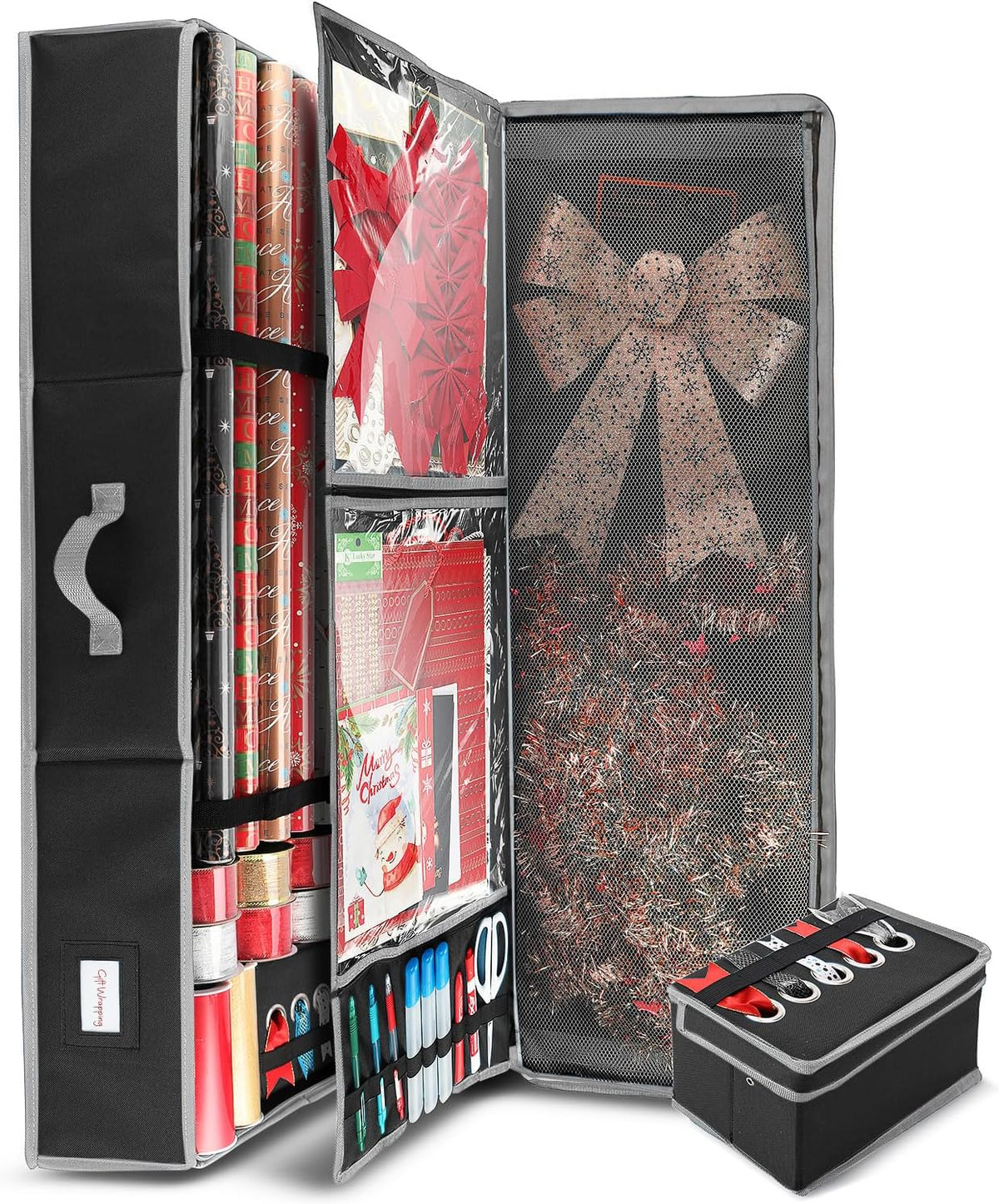 hearth & harbor wrapping paper storage container with showing dimensions