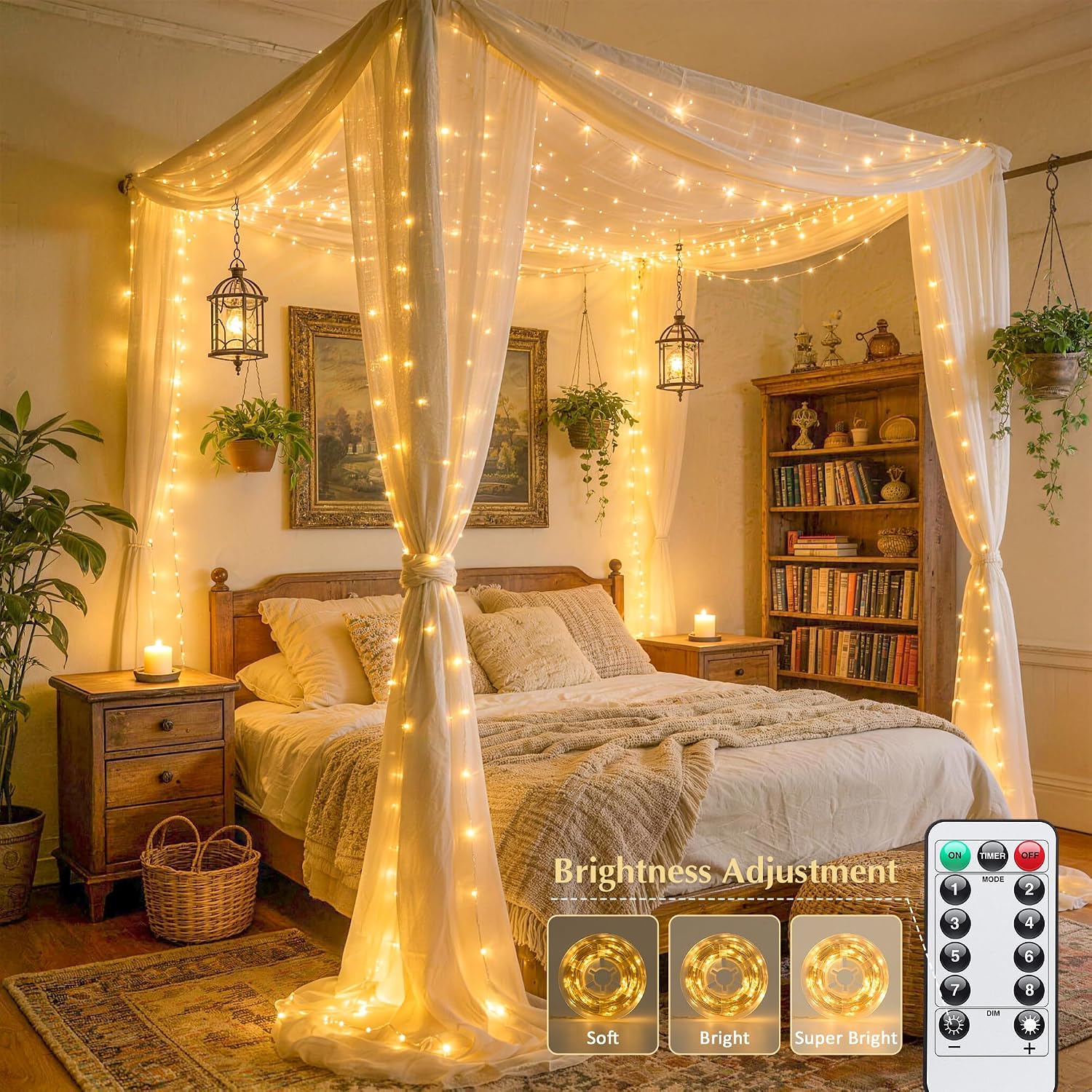 JMEXSUSS USB Fairy Lights for Bedroom,33ft 100 LED Classroom Lights Plug in | Mini Twinkle Lights with Remote,Indoor String Lights for Dorm Girl's Room Birthday Party Decor, Silver Wire, Warm White,Timer