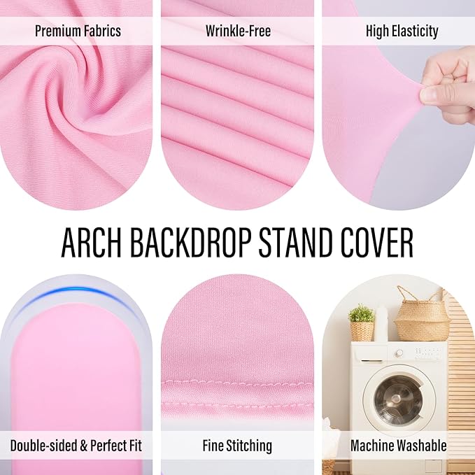 LEBENGURU Upgraded 6FT Wedding Arch Cover, Light Pink Spandex Fitted Arch Backdrop Cover, Round Top Chiara Stand Covers for Birthday Party Baby Shower Banquet Balloon Décor
