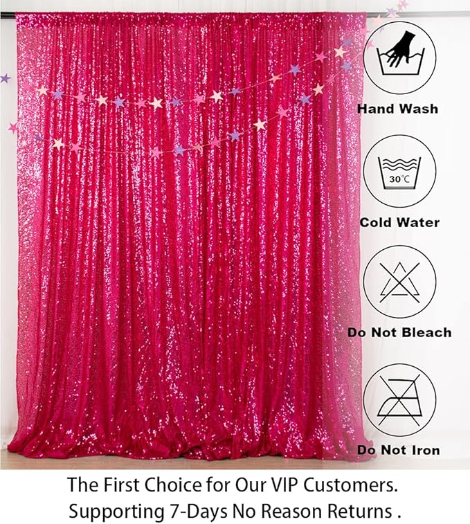 ShiDianYi Hot Pink Sequin Backdrop 6FTX8FT - Rod Pocket Photography Background for Birthday Party Wedding Baby Shower Photo Booth Decor