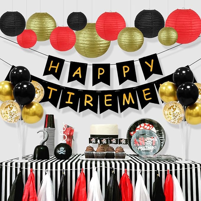12Pcs Round Paper Lanterns Assorted Sizes (6" 8" 10" 12") for Home Decor, Wedding, Birthday, Hibachi Party, Casino Theme Party Decorations, Hanging Chinese Japanese Paper Lamps (Black Red Gold)