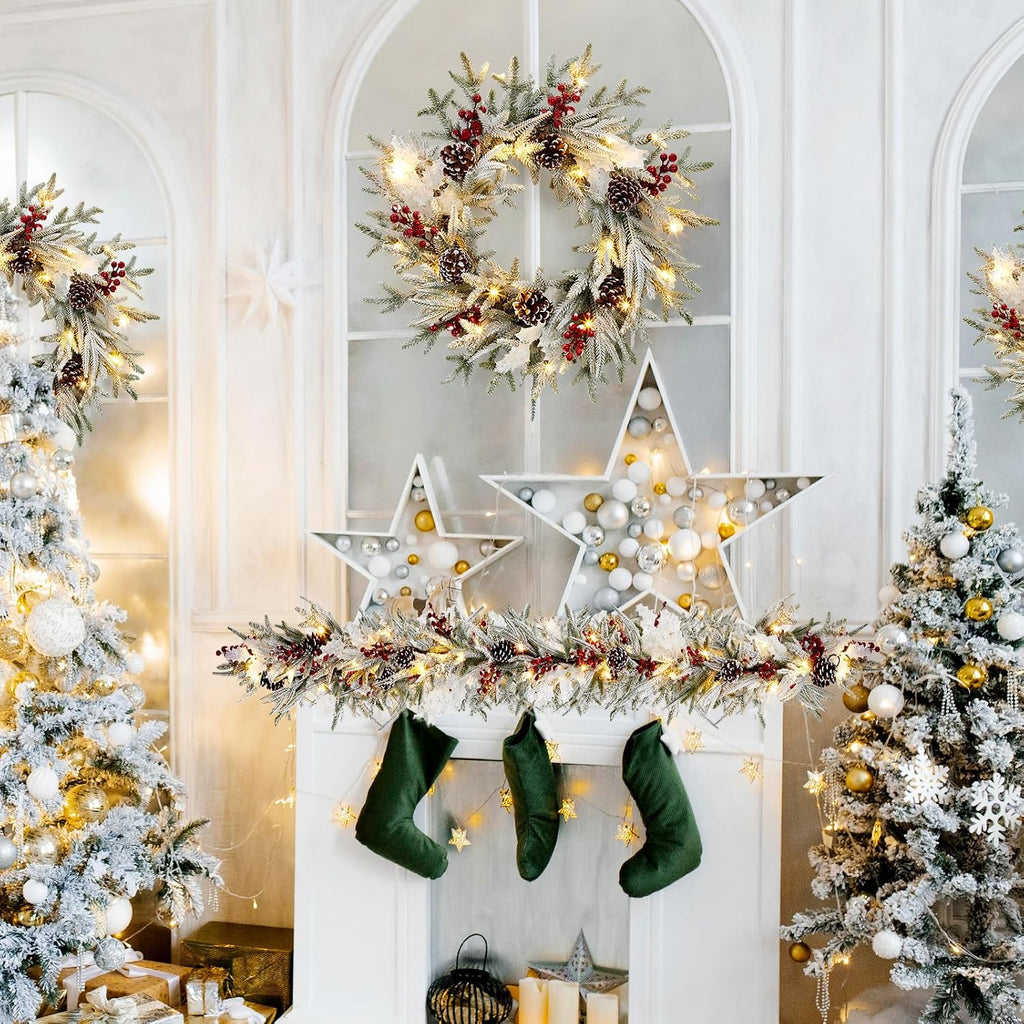6 ft pre-lit christmas garland with 20 led showing dimensions