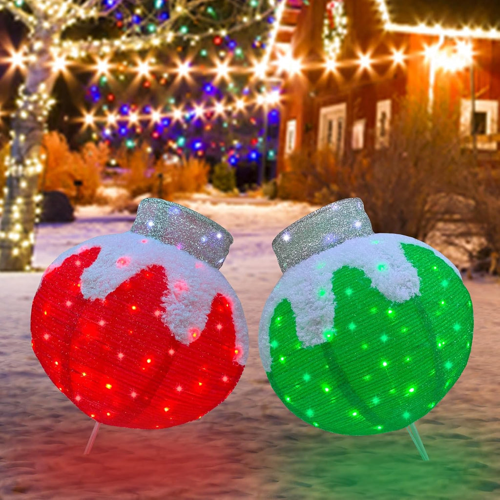 outdoor christmas balls lighted, 2pcs pop-up christmas ornaments, main product view
